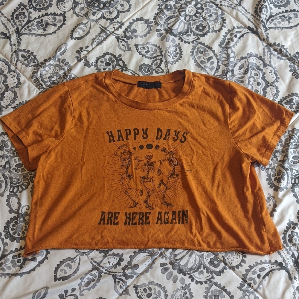 Orange Graphic Crop Top - Happy Days